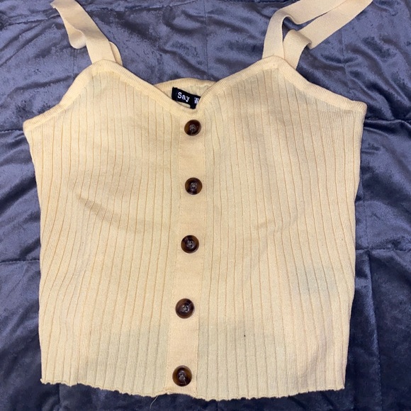 Yellow Cropped Top with buttons - Picture 1 of 1